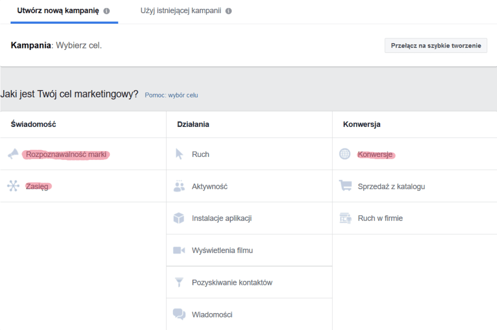 Cele reklamy na Facebook